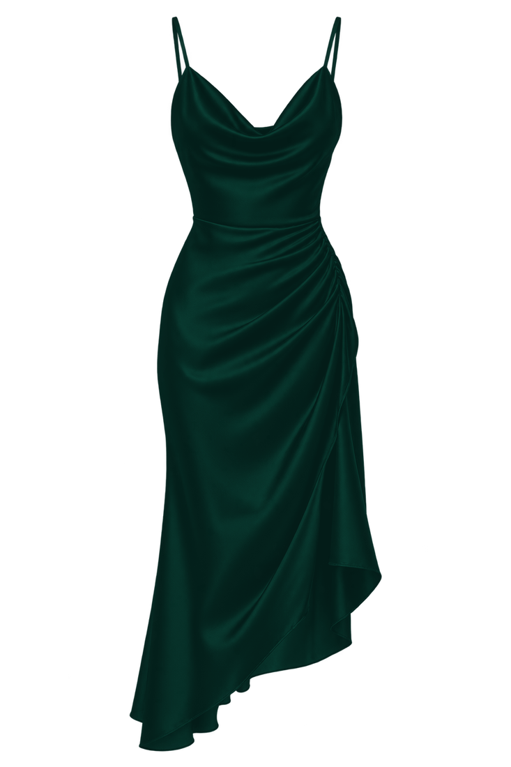 Emerald satin dress